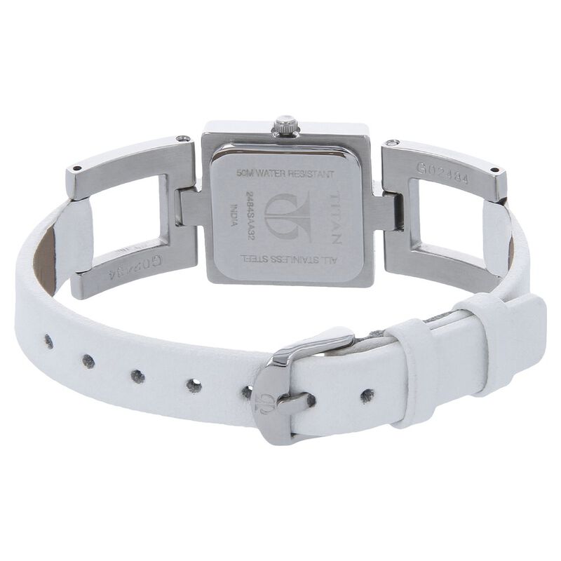 Titan Quartz Analog White Dial Leather Strap Watch for Women - image number 3
