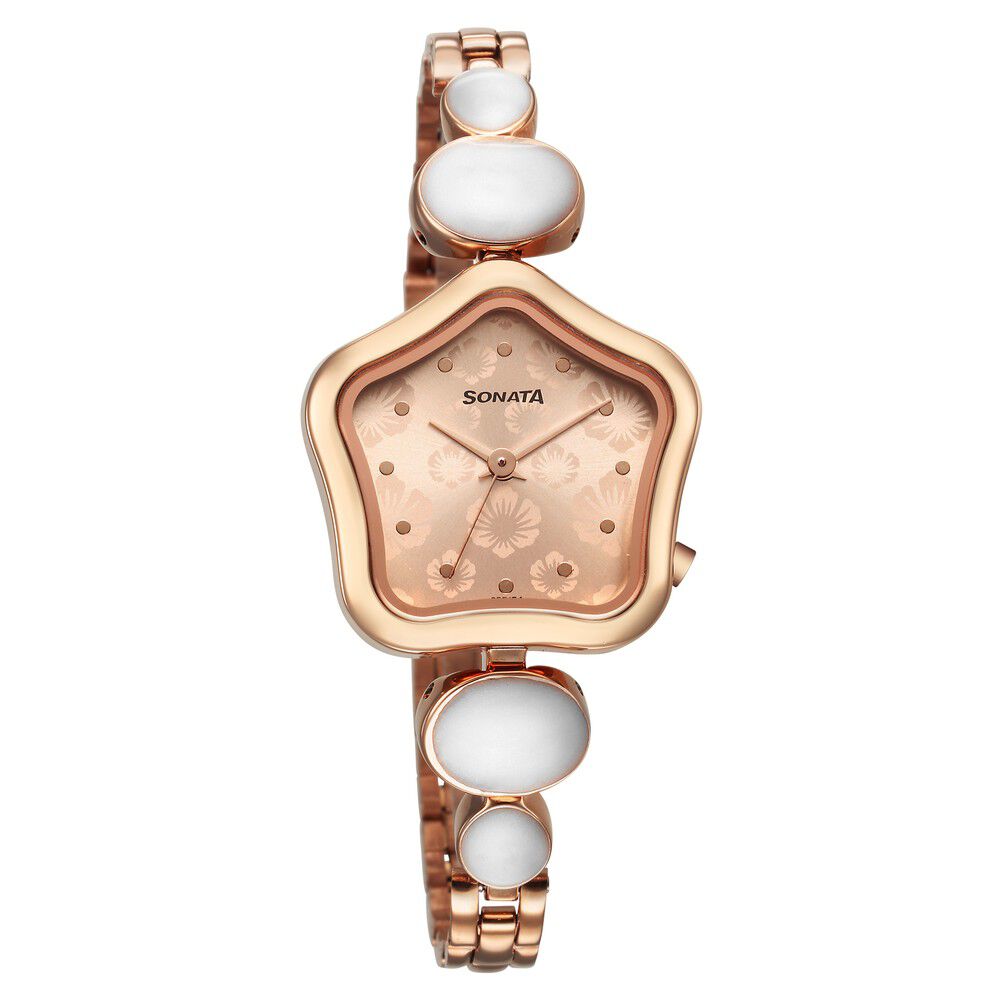 Buy Online Sonata Utsav Champagne Dial Watch for Women 8185ym04