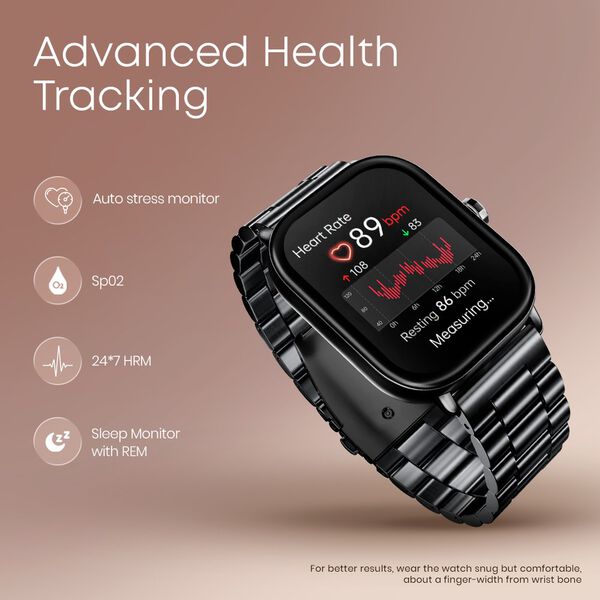 Fastrack Radiant FX2 Luxury Metal Smartwatch with largest 5.1 AMOLED Display with Functional Crown With Black Strap - image number 5