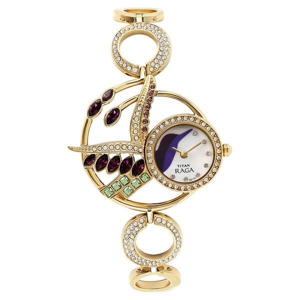 Titan Quartz Analog Mother of Pearl Dial Metal Strap Watch for Women - image number 0