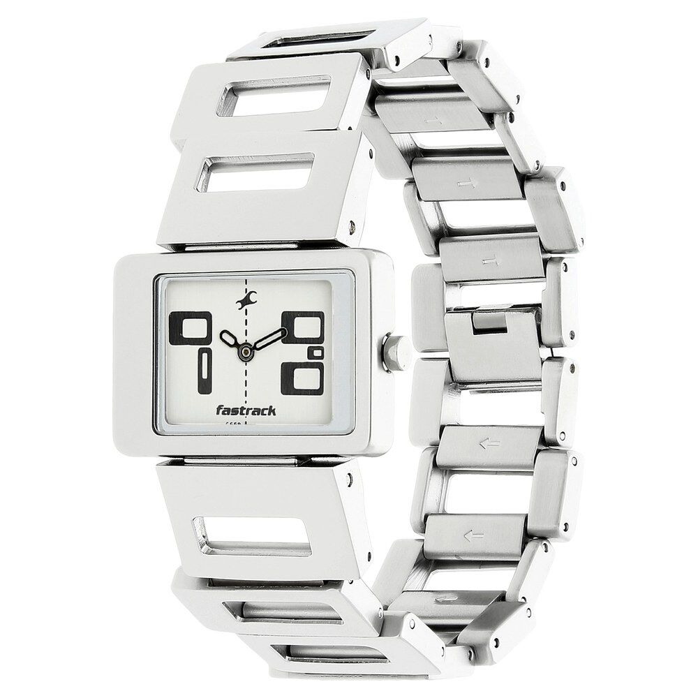 Buy Online Fastrack Quartz Analog White Dial Metal Strap Watch for Girls ns2404sm01 Titan
