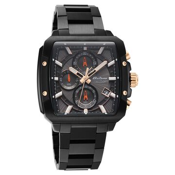 Octane Velocity Sporty Black Dial Tonneau Black And Rose Gold Steel Watch For Men