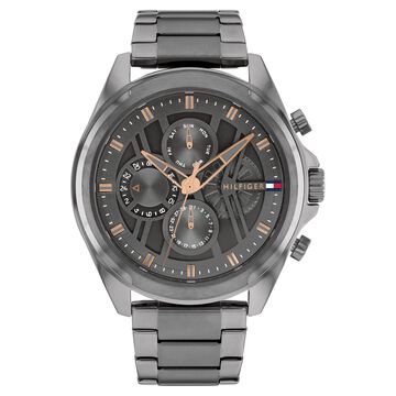 Tommy Hilfiger Multifunction Grey Dial Grey Color Stainless Steel Strap Watch For Men