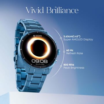 Titan Heritage Premium Smartwatch with All SS Design, 3.6 CM AMOLED Display, BT Calling, Advanced Chipset, Titan Health