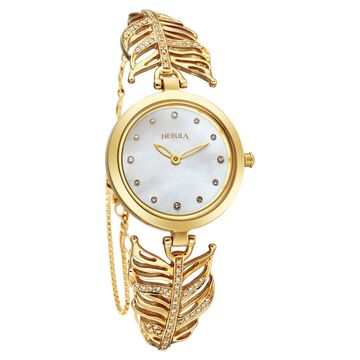 Titan Nebula Ashvi 18 KT Gold Quartz Analog White Mother Of Pearl Dial 18KT Gold Bracelet Watch For Women