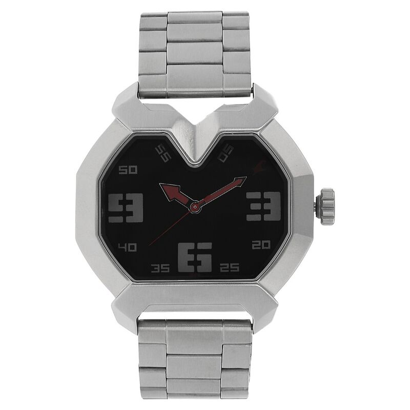 Fastrack Quartz Analog Black Dial Stainless Steel Strap Watch for Guys