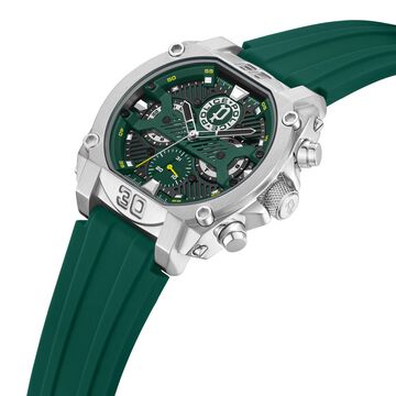 Police Multifunction Green Dial Green Color Silicone Strap Watch For Men