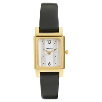 Sonata Essentials White Dial Women Watch With Leather Strap