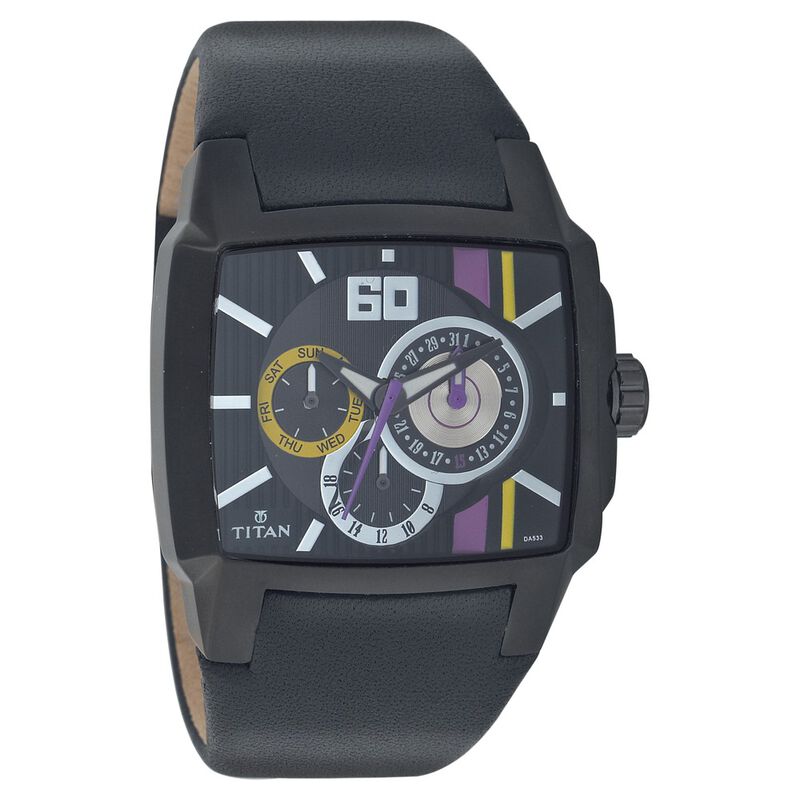 Titan Quartz Multifunction Black Dial Watch for Men