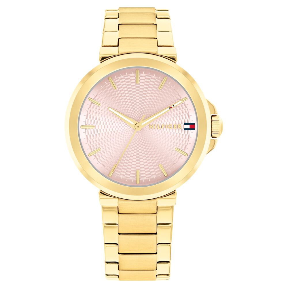 Tommy Hilfiger Quartz Analog Pink Dial Golden Stainless Steel Strap Watch For Women-picture-15