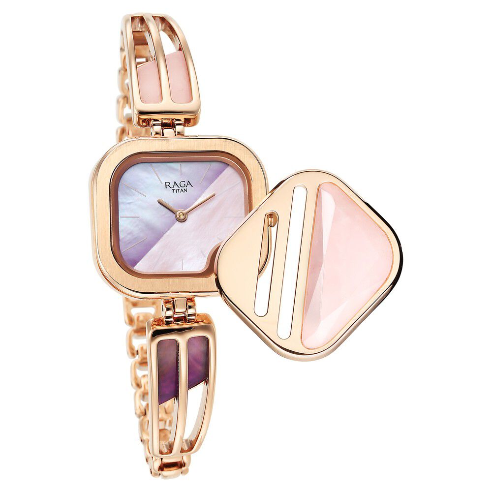 Titan Raga New You Quartz Analog Mother of Pearl Dial with Rose Quartz dial cover Watch for Women