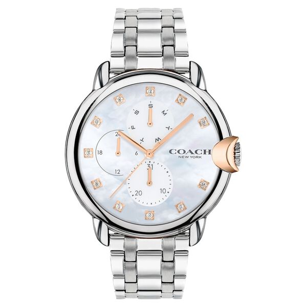 Coach Quartz Multifunction Mother Of Pearl Dial Stainless Steel Strap Watch for Women - image number 0