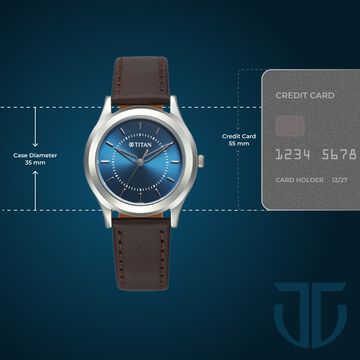 Titan Karishma Zing Quartz Analog Blue Dial Leather Strap Watch for Men