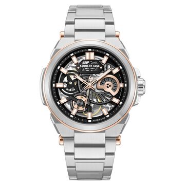Kenneth Cole Automatic With Self Winding Automatic With Self Winding Black Dial Stainless Steel Strap Watch For Men