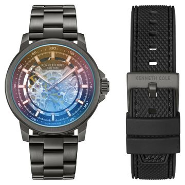 Kenneth Cole Automatic Grey Dial With Grey Stainless Steel & Silicone Strap Watch For Men