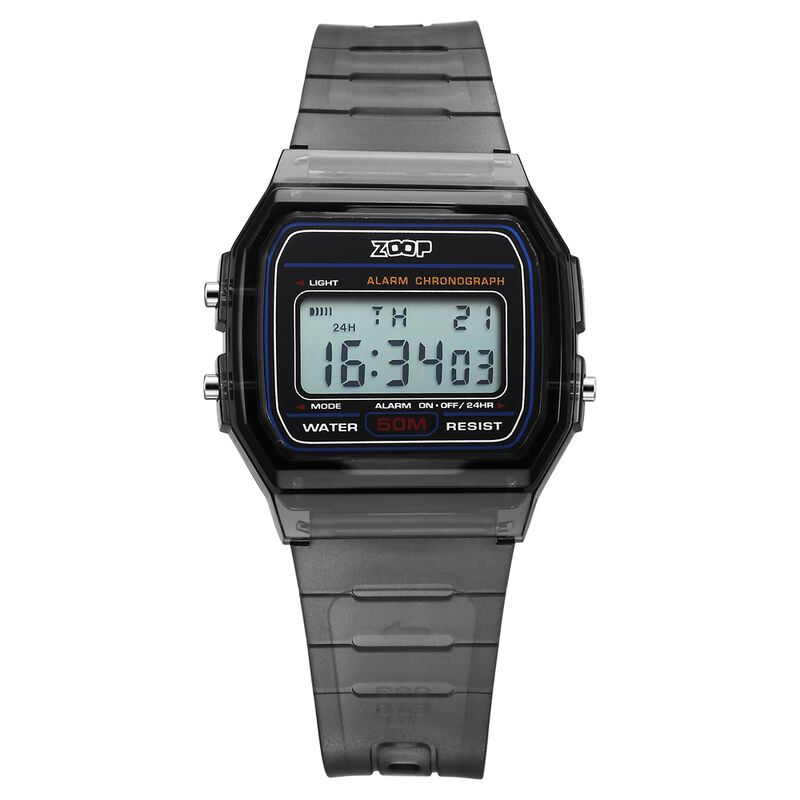Zoop By Titan Clear Series Digital Dial Black Plastic Strap Watch For Kids