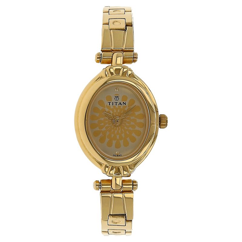 Titan Quartz Analog Champagne Dial Stainless Steel Strap Watch for Women - image number 0