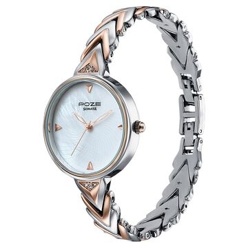 Poze By Sonata Quartz Analog Mother of Pearl Dial Two Toned Metal Strap Watch For Women