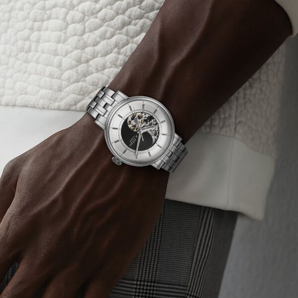 Titan Yin Yang Skeletal Automatic Analog with Black Dial Silver Stainless Steel Strap Watch for Men - image number 7