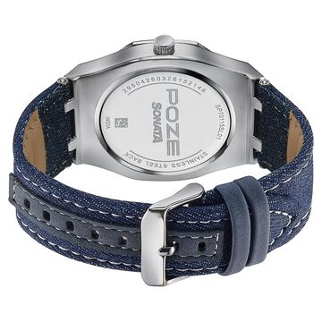 Poze Poze Quartz Analog Blue Dial Blue Denim Strap Watch For Men