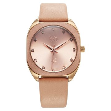 Vyb Muse By Fastrack Quartz Analog Pink Dial Leather Strap Watch For Girls