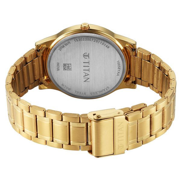 Titan Karishma Quartz Analog Black Dial Golden Stainless Steel Strap Watch For Men - image number 6