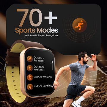 Titan Mirage with 4.97 cm AMOLED Display and AOD, Functional Crown, BT Calling Smartwatch with Black Leather Strap
