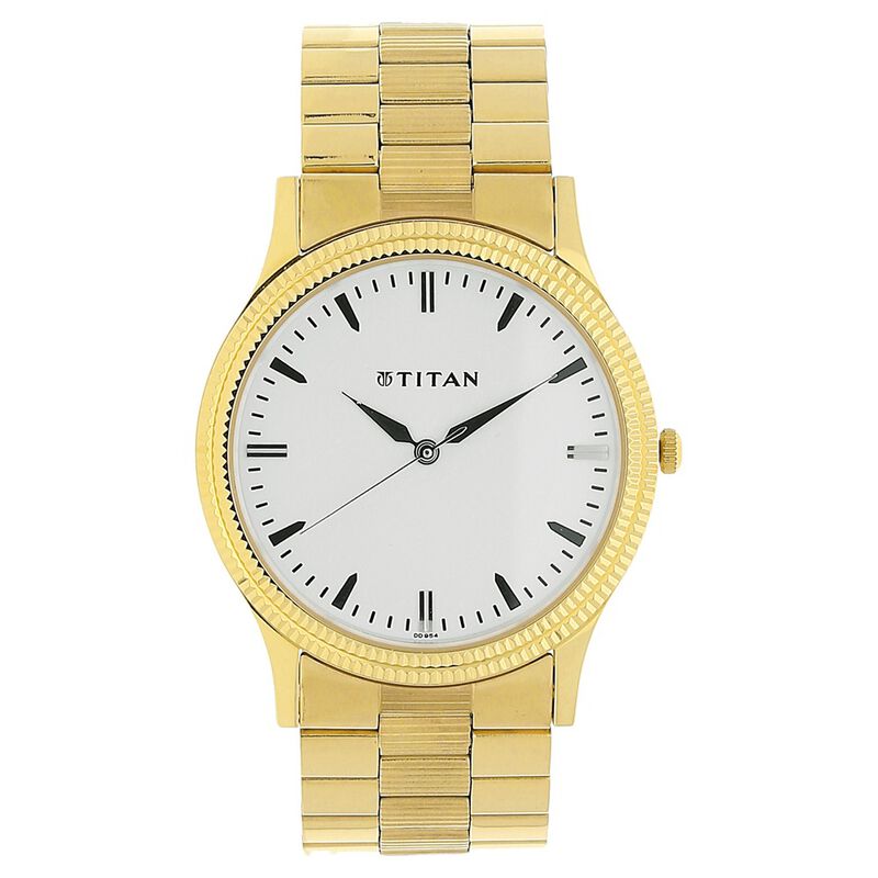 Titan Quartz Analog Silver Dial Stainless Steel Strap Watch for Men