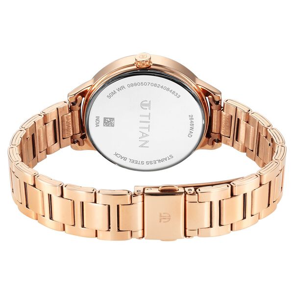 Titan Razzle Dazzle Quartz Analog Rose Gold Dial Stainless Steel Strap Watch For Women - image number 4