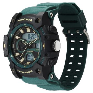 Fastrack StreetStyle Quartz Analog Digital Green Dial Green Polyether Strap Watch For Guys
