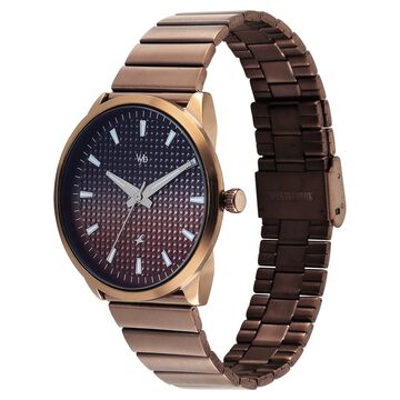 Vyb Arcane By Fastrack Quartz Analog Two Toned Dial Brown Stainless Steel Strap Watch For Guys