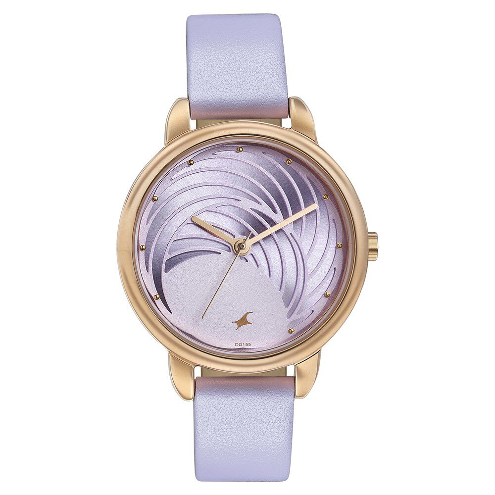 Buy Online Fastrack Stunners Quartz Multifunction Purple Dial Leather Strap Watch for Girls 6282wl02 Titan