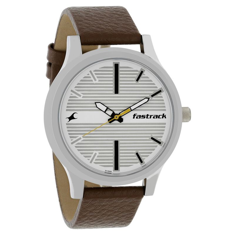 Fastrack Fundamentals Quartz Analog White Dial Leather Strap Watch for Guys - image number 1