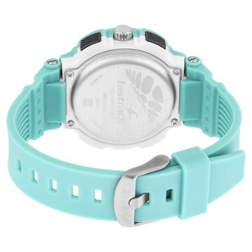 Fastrack Street Line Quartz Digital Analog Digital Silver Dial Green PU Strap Watch For Girls