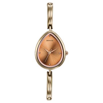 Sonata Colours of Earth Quartz Analog Brown Dial Metal Strap Watch For Women