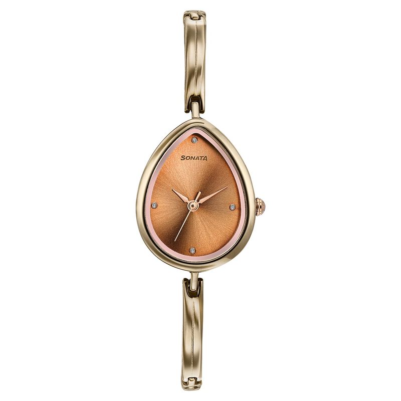 Sonata Colours of Earth Quartz Analog Brown Dial Metal Strap Watch For Women