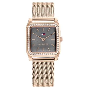 Tommy Hilfiger Grey Dial Golden Stainless Steel Strap Watch for Women