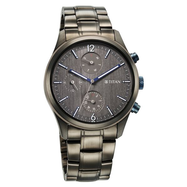 Titan Neo Splash Quartz Multifunction Anthracite Dial Stainless Steel Strap Watch for Men - image number 1