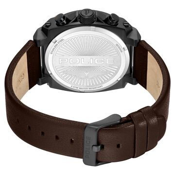 Police Quartz Chronograph Black Dial Brown Leather Strap Watch For Men