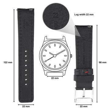 22 mm Black Genuine Leather Straps for Men