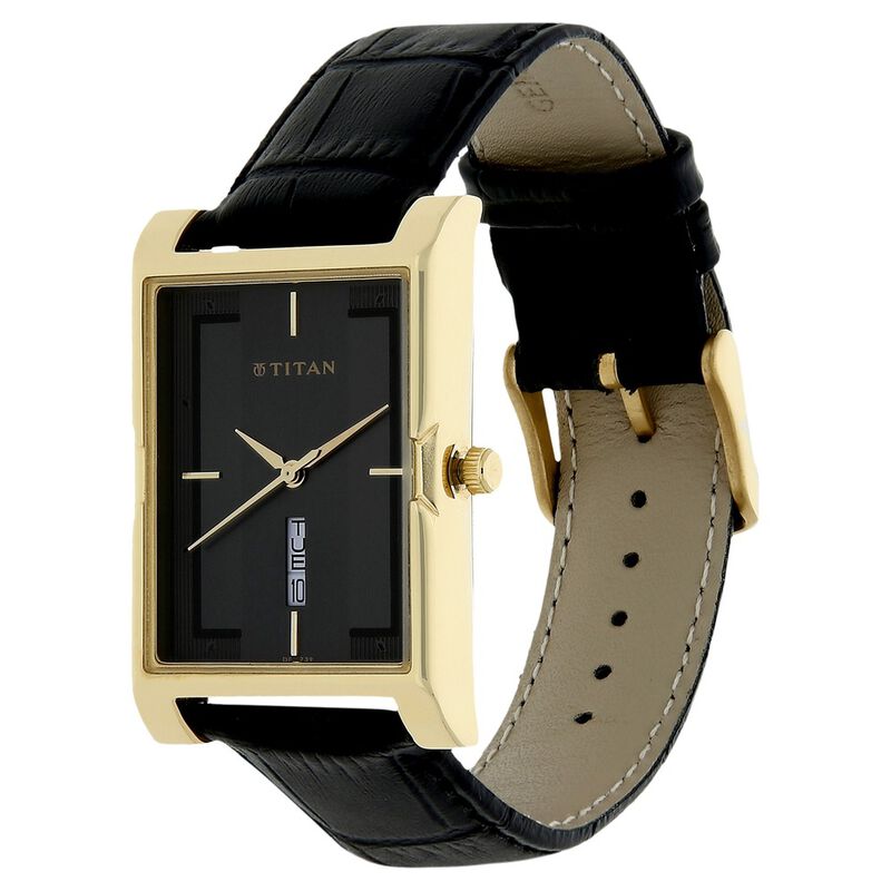 Titan Anthracite Dial Analog with Day and Date Leather Strap watch for Men - image number 1