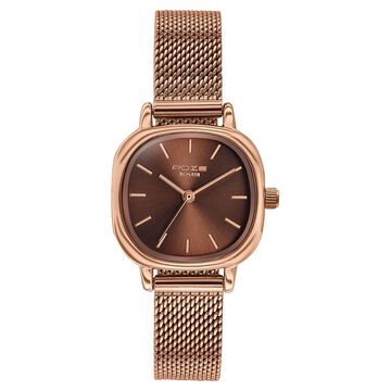 Poze By Sonata Quartz Analog Brown Dial Golden Metal Strap Watch For Women