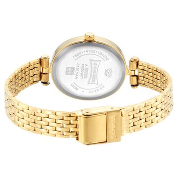 Sonata Classic Gold Maroon Dial Metal Strap Watch for Women