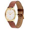 Edge Dynasty Quartz Analog White Dial Brown Leather Strap Watch For Men - image number 2