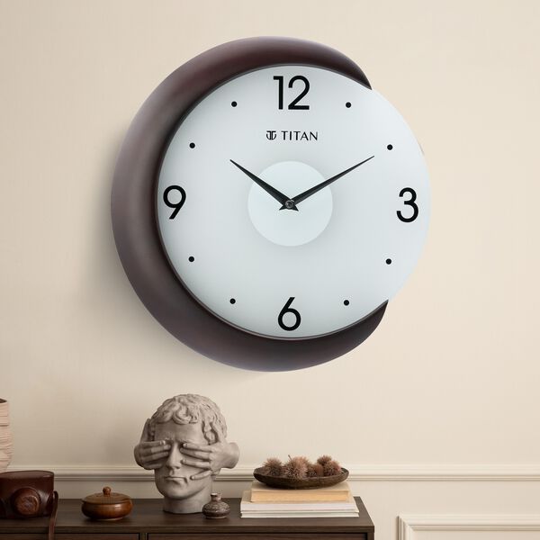 Titan Wooden Half Moon Wall Clock with Glass Dial - 32 cm x 31 cm (Medium) - image number 0