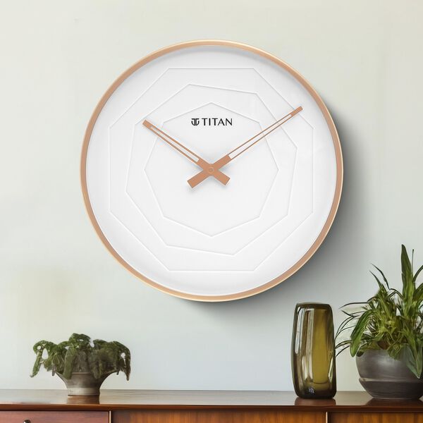 Titan Metallic Wall Clock with rose Gold Frame and Multi-layered White Dial 30 cm x 30 cm (Medium Size) - image number 0