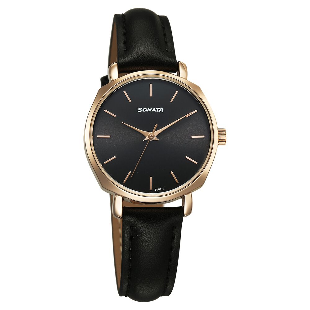 Sonata Eternia Quartz Analog Black Dial Leather Strap Watch For Women-picture-28