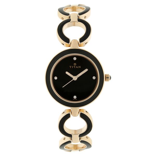 Titan Quartz Analog Black Dial Metal Strap Watch for Women - image number 0