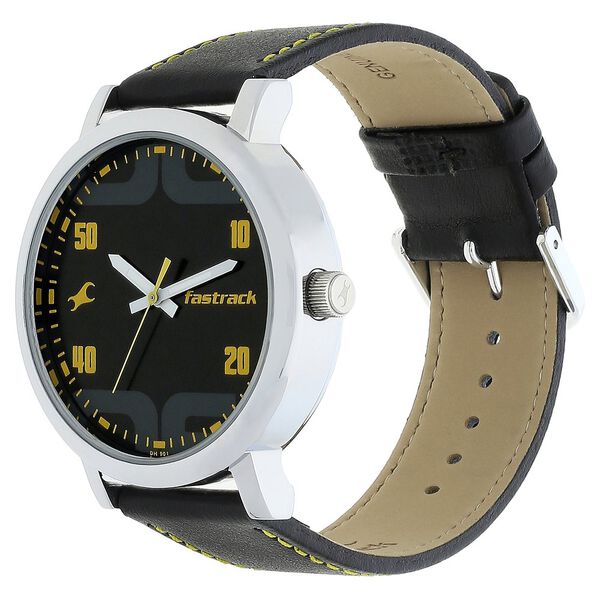 Fastrack Bold Quartz Analog Black Dial Leather Strap Watch for Guys - image number 2