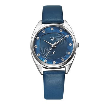Vyb by Fastrack Quartz Analog Blue Dial Leather Strap Watch for Girls